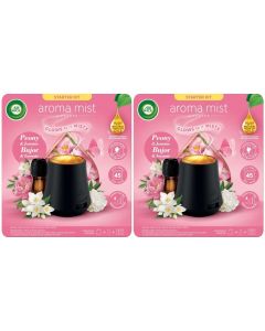 2xAir Wick Aroma Essential Oil Mist  Kit, Diffuser & Refill - Peony & Jasmine