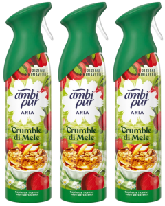 3 X 185 ml Febreze/Ambi Pur Air Mist Air Freshener Spray - Apple Crumble