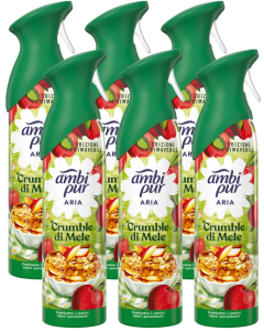 6 X 185 ml Febreze/Ambi Pur Air Mist Air Freshener Spray - Apple Crumble