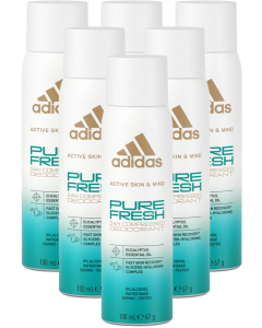 6 x Adidas 24H Compressed Deodorant 100ml - Pure Fresh