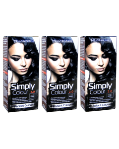 3 x Mellor & Russell Simply Permanent Hair Colour - 2 Natural Black