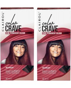 2 x 60ml Clairol Color Crave Semi Permanent Hair Colour - Scarlet