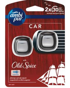 2 x 2ml Ambi Pur Car Air Freshener Vent Clip On Diffuser+ Refill - Old Spice
