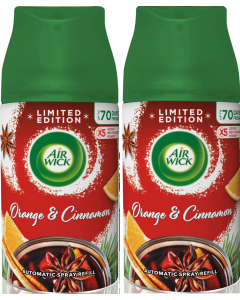 2 x Air Wick Freshmatic Spray Refill 250ml - Orange & Cinnamon (Mulled Wine)