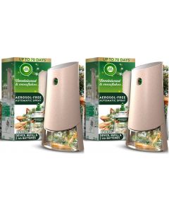 2xAir Wick Active Fresh Automatic Spray Diffuser Unit + Sandalwood & Snowflakes Refill 228ml