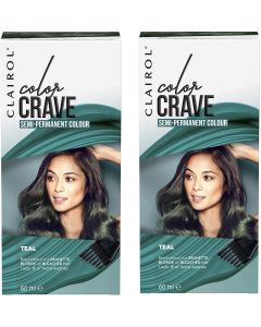 2 x 60ml Clairol Color Crave Semi Permanent Hair Colour - Teal