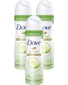 3 x 75ml Dove Compressed Antiperspirant - Go Fresh - Cucumber & Green Tea 