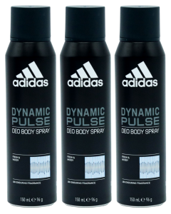 3 x 150ml Adidas 48H Fresh & Woody Deodorant Spray - Dynamic Pulse