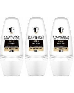 3 x Lynx Dry 48H Anti marks Anti-perspirant Roll On 50 ml - Gold