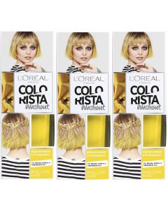 3 x 80ml L'Oreal Paris Colorista Washout Semi-Permanent Hair Dye - Yellow