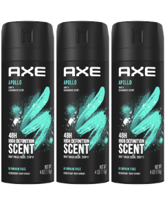 3 x Axe Deodorant Body Spray 150ml - Apollo