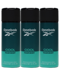 3 x 150ml Reebok Deodorant BodySpray for Men - Cool Your Body