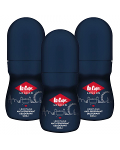 3 x 50ml Lee Cooper Anti-perspirant Roll On Deodorant - Heritage