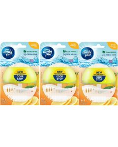 3 x Ambi Pur Toilet Liquid Rim Block (Holder + Refill 55 ml) - Lemon & Mandarin