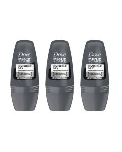 3 x Dove Men + Care Antiperspirant Deodorant, Invisible Dry Roll-On 50 ml
