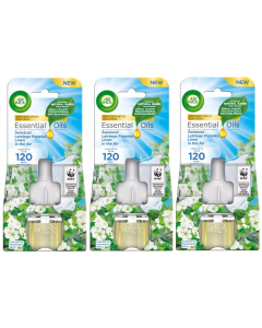 3 X AIR WICK PLUG IN OIL REFILLS - LINEN IN THE AIR