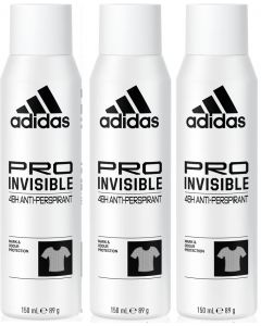 3 x Adidas 48H Anti Marks Antiperspirant  Spray 150ml - Pro Invisible 