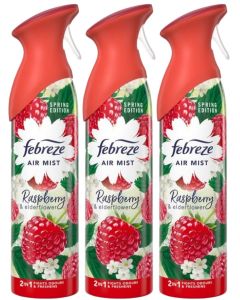 3 X 185 ml Febreze Air Mist Air Freshener Spray - Raspberry & Elderflower