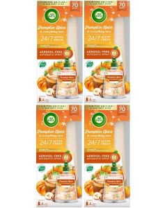 4 x Air Wick Active Fresh 24/7 Automatic Spray Diffuser Unit + Pumpkin Spice & Everything Nice Refill 228ml