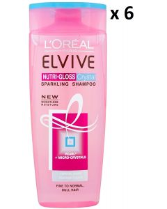6 x 250ml L'Oreal Elvive Nutri-Gloss Crystal Sparkling Shampoo