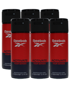 6 x 150ml Reebok Deodorant Body Spray for Men - Activate Your Senses