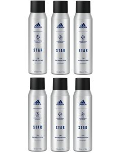 6 x Adidas UEFA 72H Anti Perspirant Body Spray 150ml - Champions League
