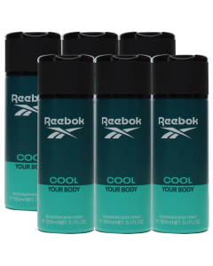 6 x 150ml Reebok Deodorant Body Spray for Men - Cool Your Body