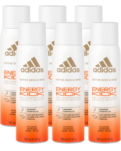 6 x Adidas 24H Compressed Deodorant 100ml - Energy Kick (Mandarin)