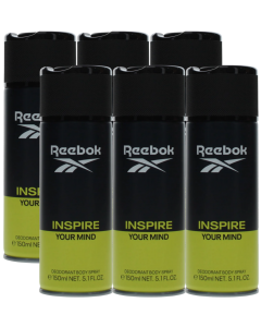 6 x 150ml Reebok Deodorant Body Spray for Men - Inspire Your Mind