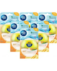 6 x Ambi Pur Toilet Liquid Rim Block (Holder + Refill 55 ml) - Lemon & Mandarin