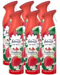 6 X 185 ml Febreze Air Mist Air Freshener Spray - Raspberry & Elderflower
