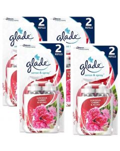 8 x Glade Sense and Spray Refill 18ml - Cherry & Peony