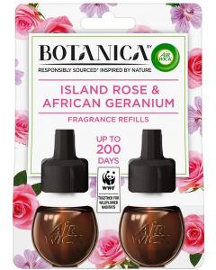 6 X AIR WICK BOTANICA PLUG IN OIL REFILLS - ISLAND ROSE & AFRICAN GERANIUM
