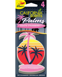 California Scents Palms, Hanging Car Air Freshener, Shasta Strawberry Scent - Pack of 4