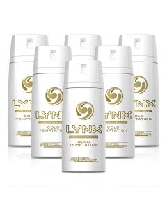 6 x Lynx Anti-Perspirant Deodorant Body Spray150ml - Gold Temptation