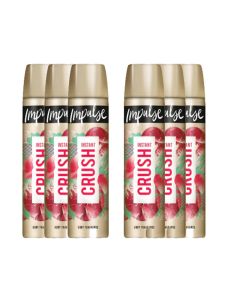 6 x Impulse Deodorant Body Spray 75ml - Instant Crush