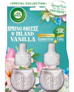 2 x Air Wick Plug in Oil Refills - Spring Breeze & Island Vanilla